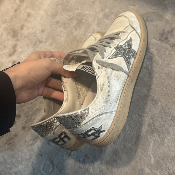 Golden Goose Women's Ball Star Sneakers - White and Glitter - Picture 3 of 6
